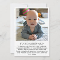 Milestone Keepsake Card: Four Months Old