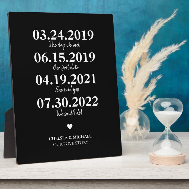 Milestone Our Love Story Wedding Date Plaque (Side)