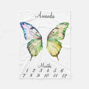 Milestone Pink Butterfly Wings Baby Keepsake Fleece Blanket