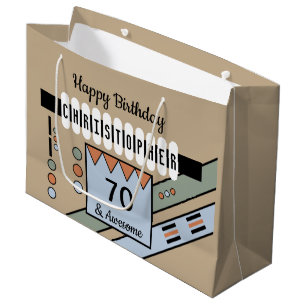 Milestone special birthday name green blue large gift bag