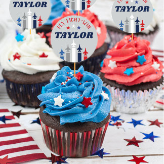 Military Air Force Going Away Party Cupcake Picks Classic Round Sticker