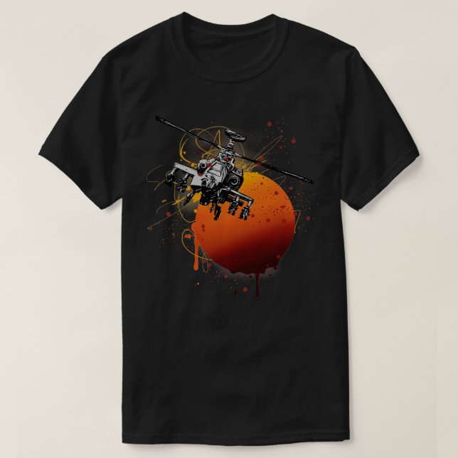 Military Aircraft AH64 Apache Helicopter Aviator g T-Shirt (Design Front)