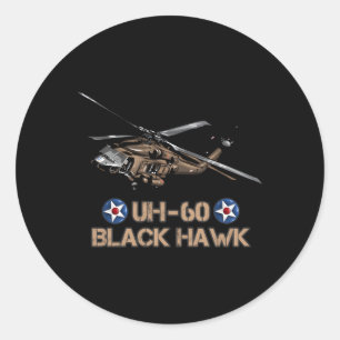 Military Aircraft Uh-60 Black Hawk Huey Helicopter Classic Round Sticker