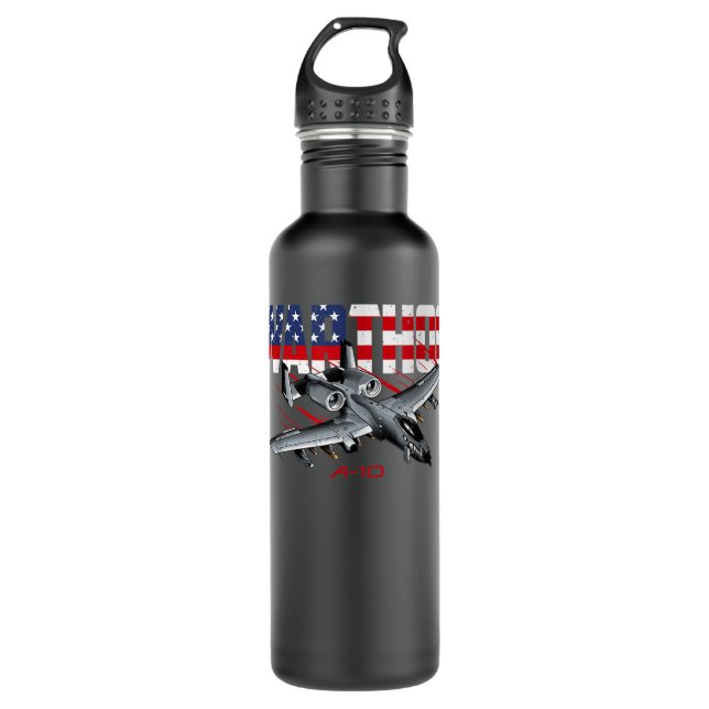Military Airplane A10 Warthog American Flag  710 Ml Water Bottle (Front)