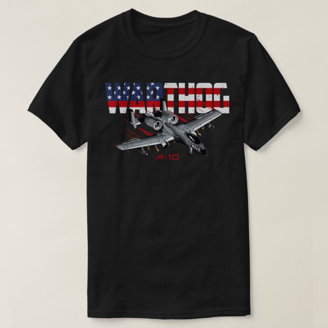 Military Airplane A10 Warthog American Flag  T-Shirt (Design Front)