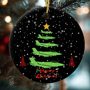 Military Airplane Christmas Tree WW2 Aviation  Ceramic Ornament