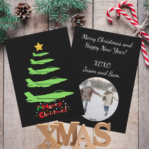 Military Airplane Christmas Tree WW2 Aviation  Holiday Card