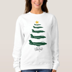 Military Airplane Christmas Tree WW2 Aviation Sweatshirt