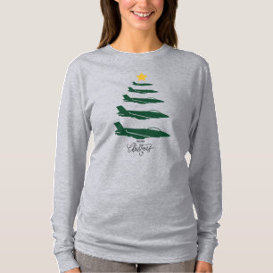 Military Airplane Christmas Tree WW2 Aviation T-Shirt
