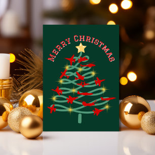 Military Airplane Christmas Tree WW2 Custom Photo  Holiday Card