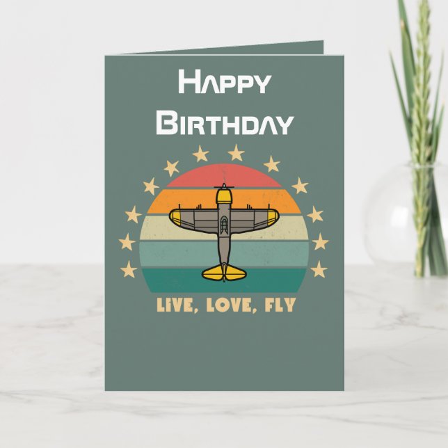 Military Airplane Flying, Aviation Birthday Card (Front)