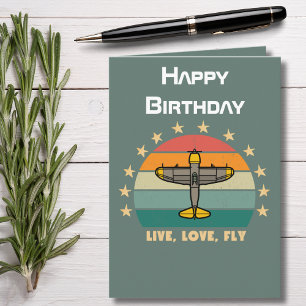 Military Airplane Flying, Aviation Birthday Card