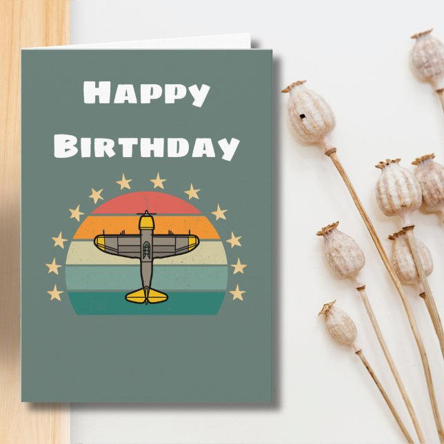 Military Airplane Flying, Cool Aviation Birthday Card (Creator Uploaded)