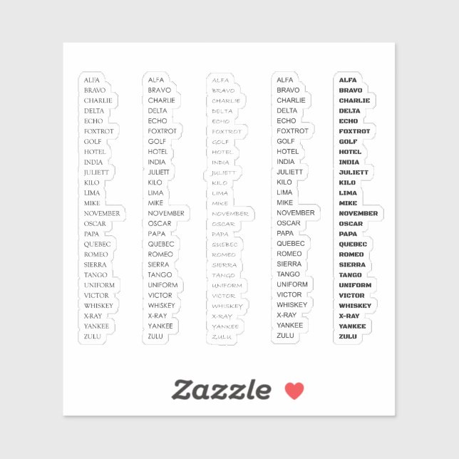 Military Alphabet (Sheet)