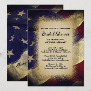 Military American Flag Bridal Shower Invitation