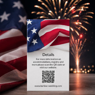 MILITARY American Flag Wedding QR Details Enclosure Card