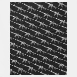 Military AR-15 Rifle FIrearm Gun Weapon Tiled    Fleece Blanket
