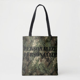 Military Armed Forces Style Camouflage Hunt Black  Tote Bag