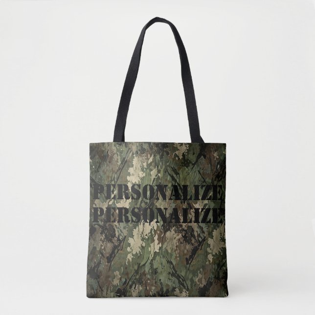 Military Armed Forces Style Camouflage Hunt Black  Tote Bag (Front)