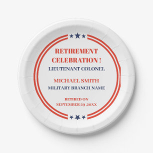 Military Army Navy Air force Retirement Party Paper Plate