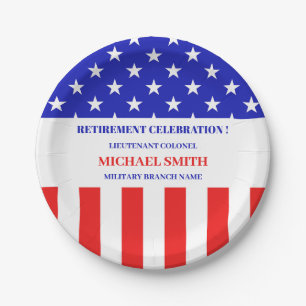 Military Army or Patriotic Theme Retirement Party Paper Plate