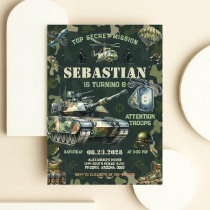 Military Army Soldier Boys Kids Birthday Invitation