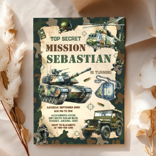 Military Army Soldier Boys Kids Birthday Invitation
