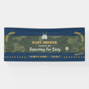 Military Baby Shower Banner — Reporting for Duty