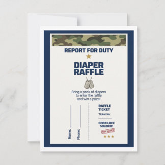 Military Baby Shower Diaper Raffle Ticket Card