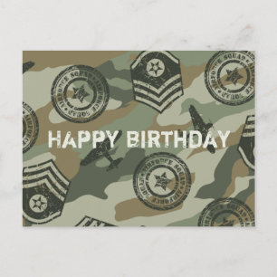 Military badges postcard