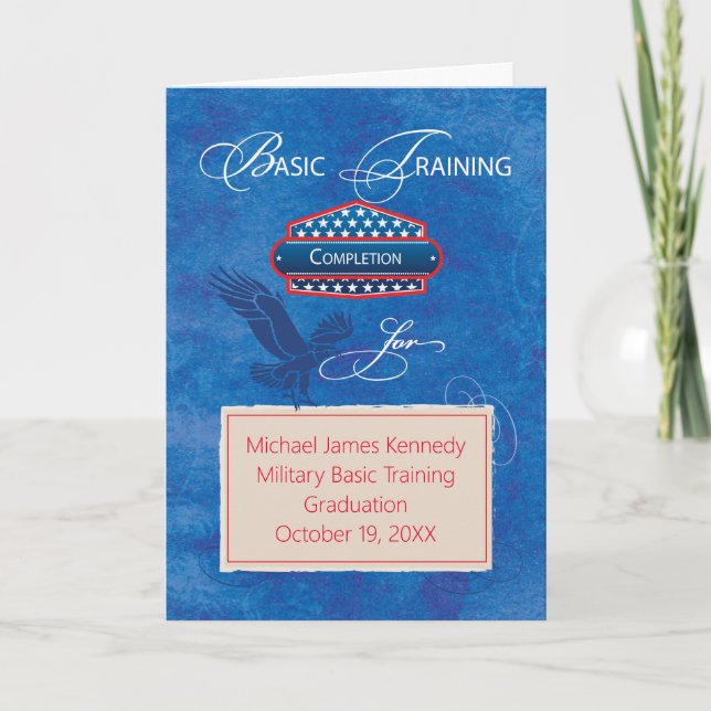 Military Basic Training Blue, Customizable Card (Front)