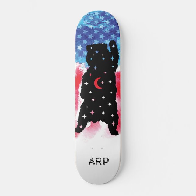*~* Military Bear Red White Blue Flag Skateboard (Front)