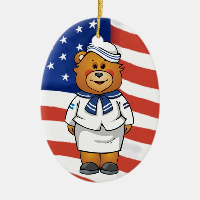 Military Bears Ceramic Ornament (Front)