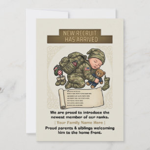 Military Birth Announcement New Recruit Boy