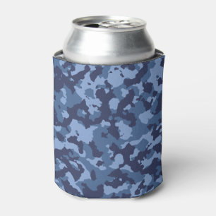Military Blue Camo Camouflage Pattern  Can Cooler
