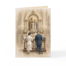Military Bride and Groom Kneeling at Altar Wedding