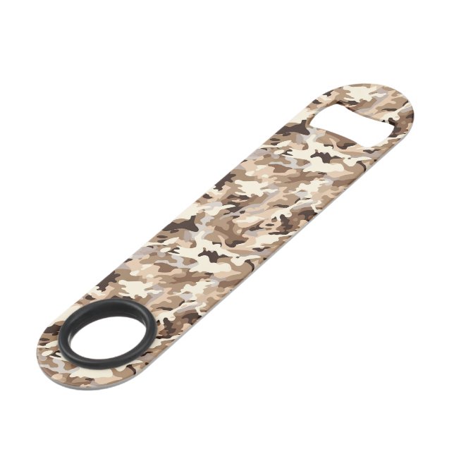 Military Camo Bottle Opener Bar Key (Back Angled)