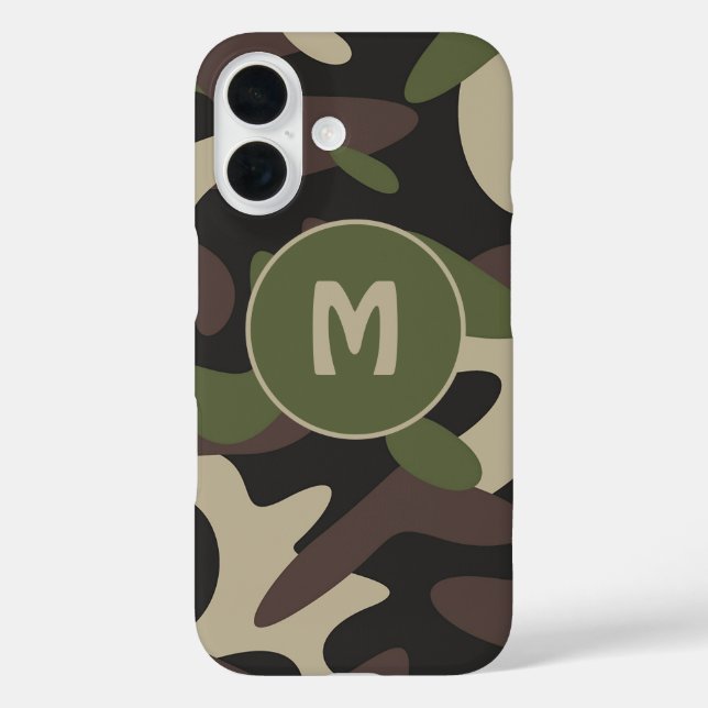 Military Camouflage Cameo Green Pattern Monogram Case-Mate iPhone Case (Back)