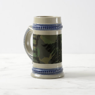 military camouflage design beer stein