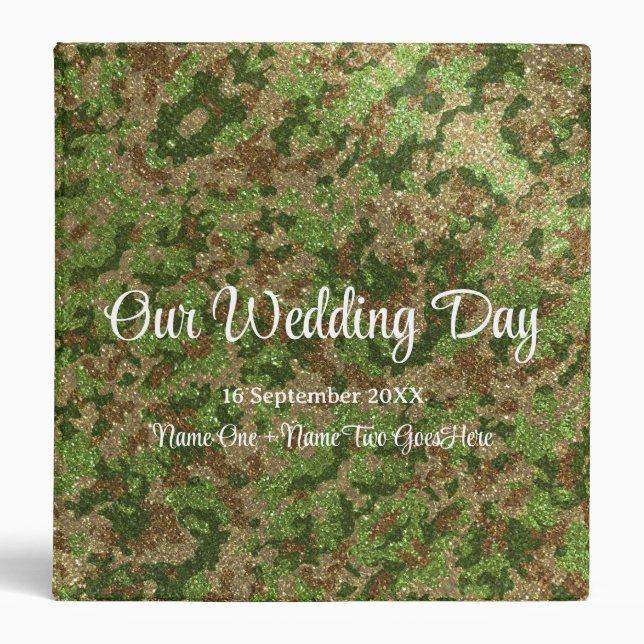 Military Camouflage Glitter Wedding Photo Album Binder (Front)