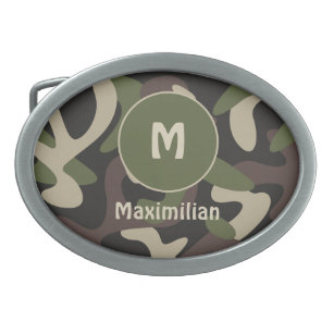 Military Camouflage Green Brown Pattern Custom  Belt Buckle