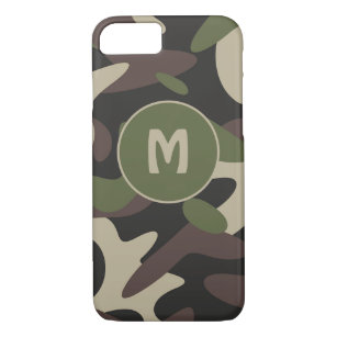 Military Camouflage Green Brown Pattern Monogram Case-Mate iPhone Case