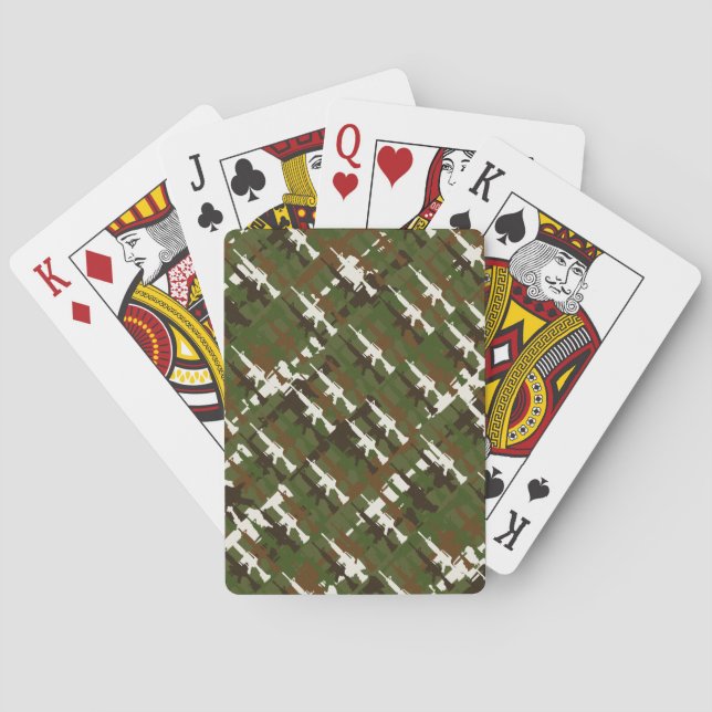 Military Camouflage Gun Rifle Cool GI Style Camo Playing Cards (Back)