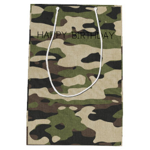 Military Camouflage Happy Birthday For Hunters  Medium Gift Bag
