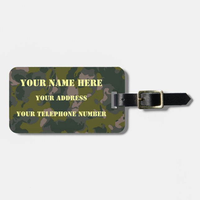 Military camouflage luggage tag (Front Horizontal)