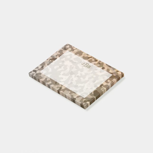 Military Camouflage Masculine Monogram Initials Post-it Notes (Angled)