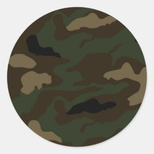 military camouflage pattern classic round sticker