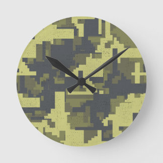 Military camouflage pattern round clock