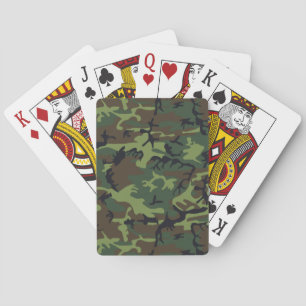Military Camouflage Pattern, Woodland Style Playing Cards