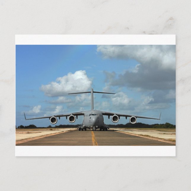 Military cargo plane landing postcard (Front)